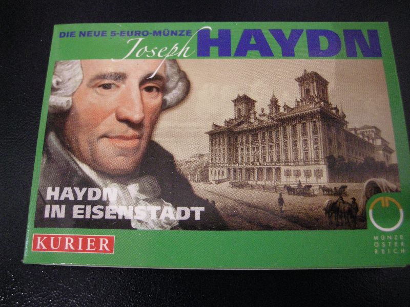 (afbeelding voor) 5 Euromunt Oostenrijk 2009 Haydn in EISENSTADT in BLISTER